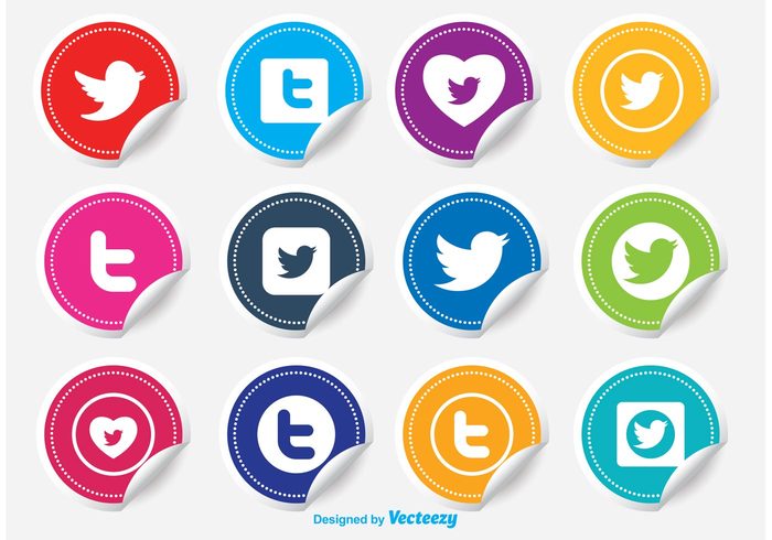 yellow wing twitter icon template talking symbol sticker set sticker icons sticker stamp social sign shape set seal rounded red post online network message media mark label internet icons icon set icon green graphic geometric flat curled sticker creative concept communication colored chat button blue black bird beak badge background app 