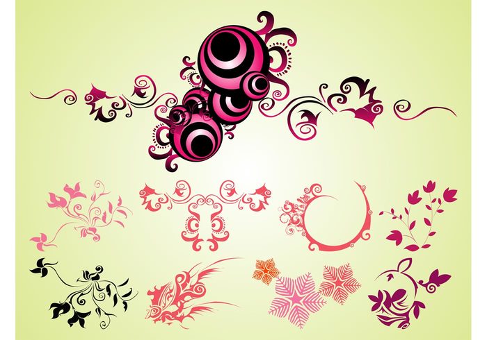 swirls swirling Stems spring spirals silhouettes plants petals nature lines leaves floral decorative decorations abstract 