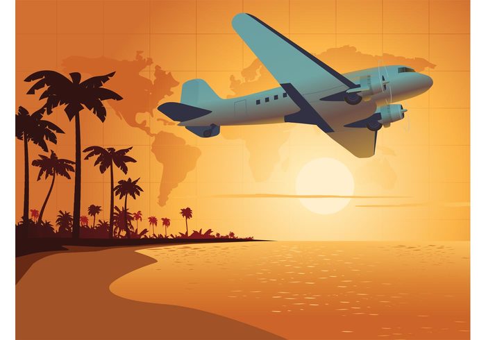world wallpaper vacation tropical travel plane map holiday fly exotic continents beach background backdrop aviation airplane airliner 