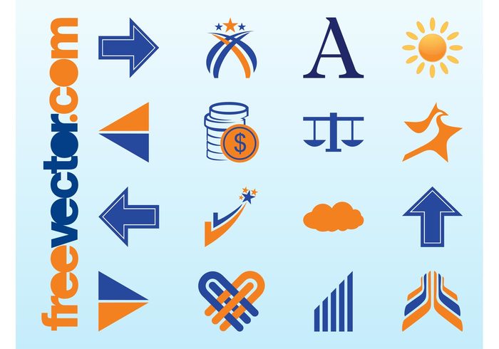 symbols sun scales pointers logos lines letter icons icon cloud arrows abstract 