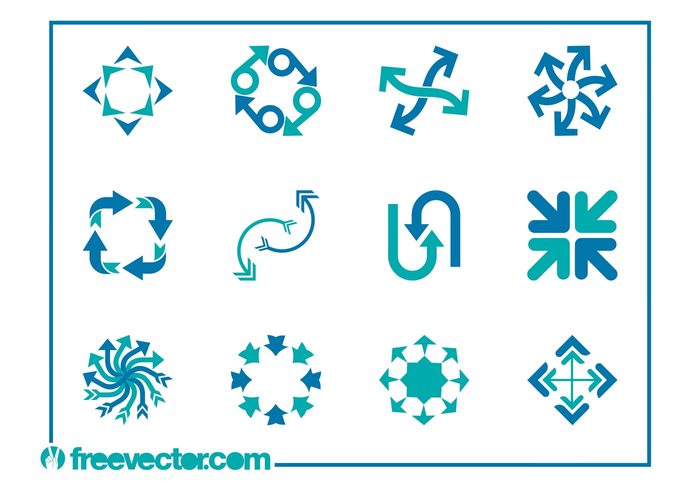 waves pointers logos lines icons geometric shapes directions curves arrows abstract 
