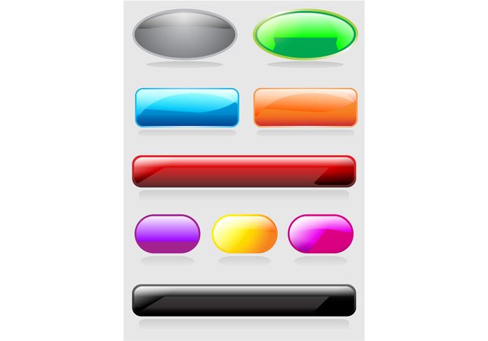 stickers square shiny rectangle oval icons glossy button badges 3d 