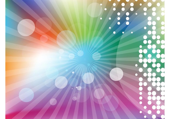 sunburst shapes round rays rainbow radiant gradient glow dots colorful circles balls background vector abstract 