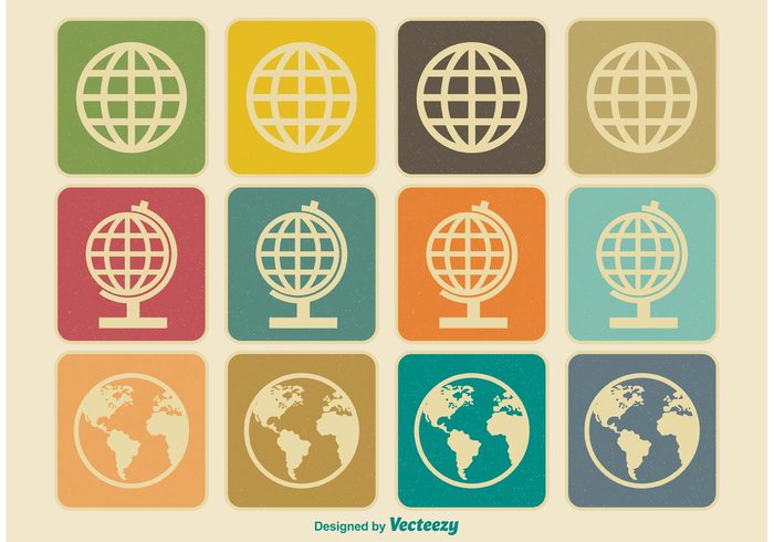 world white web vintage icons vintage vector touch symbol sphere sign set science retro icons retro planet icons planet old ocean map land isolated international illustration icon set icon globe global geography Europe element earth design continent collection black ball america 