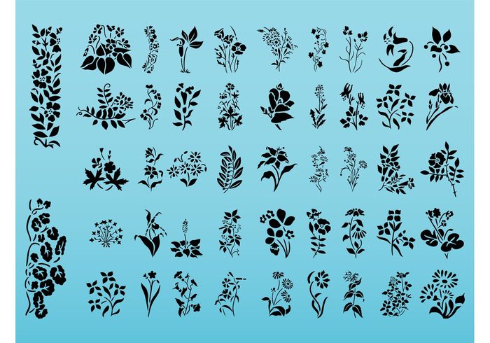 stickers Stems spring silhouettes plants petals nature leaves garden florist floral eco decorations decals blooming 