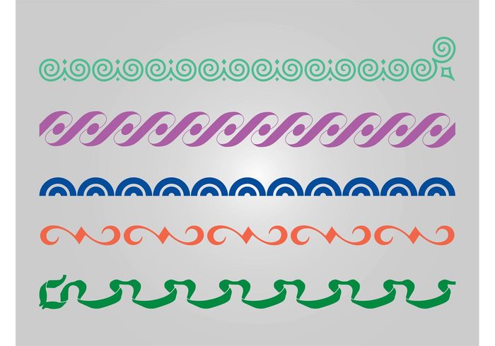 waves swirls spirals round ribbon lines geometric shapes frames decorations circles borders banners 
