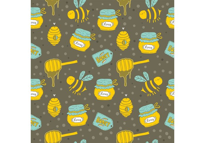 seamless pattern organic natural insect honeycomb honeybee honey pattern honey jar honey drip honey comb honey bee honey food drip dessert cartoon bug bees bee background 