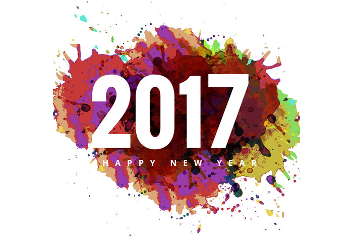 year white watercolor typography texture splash paint new happy grunge dirty colorful card background 2017 