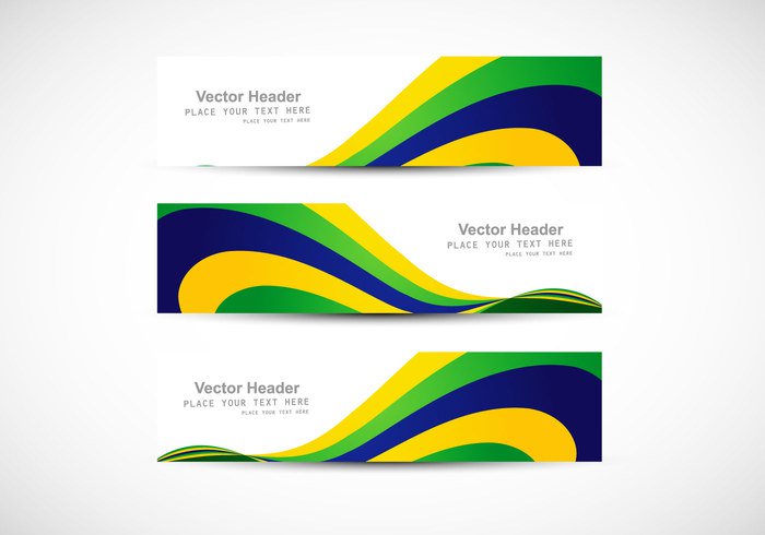 yellow wave variation stripes set header green flag design curve Brazil blue banner background backdrop 