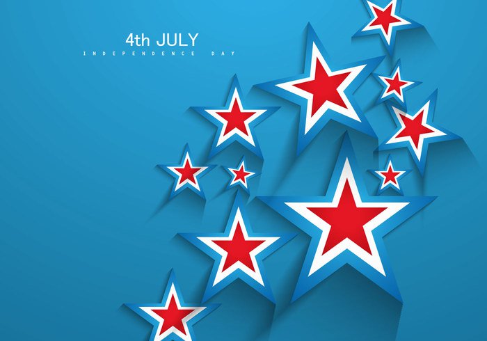 USA United star shape Patriotism national July Independence flag celebration card blue background america 4th 
