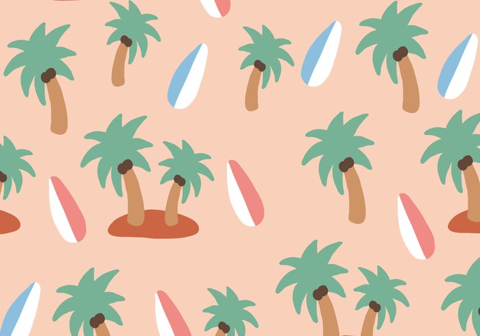 white surf repeat pink pattern palm nature Hawaiian hawaii hawai green flowers floral brown blue background 