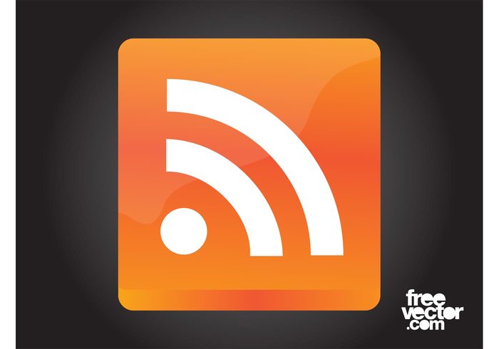 website web technology tech symbol square shiny RSS reflection online internet icon glossy button 