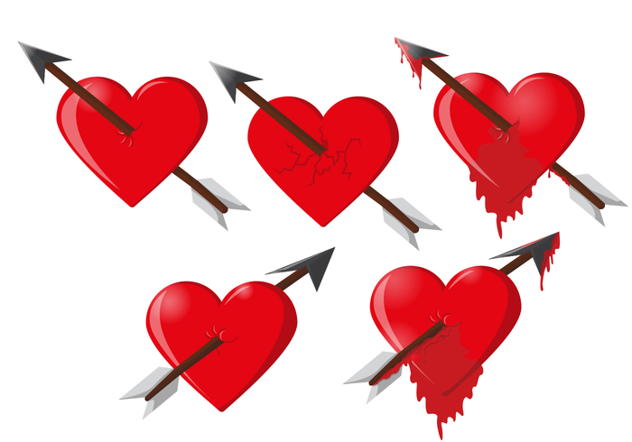 vector valentine through symbol shape set romantic romance red pattern marriage love illustration icon heart graphic design dating arrow through heart arrow ache 