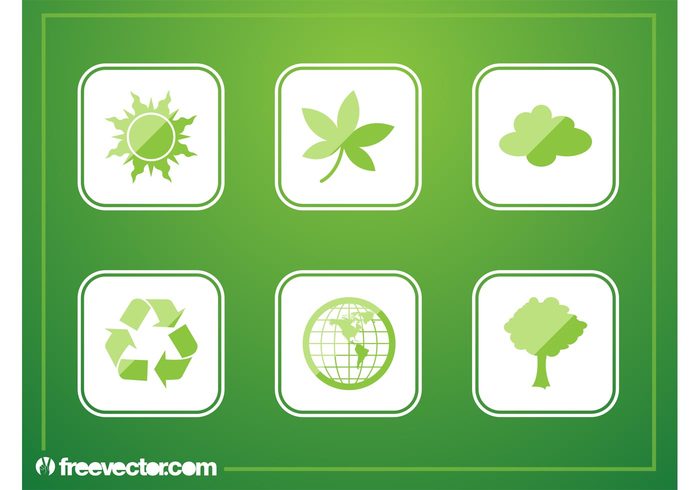 tree sun stickers plants nature leaf icon flora environment ecology eco cloud buttons badges 