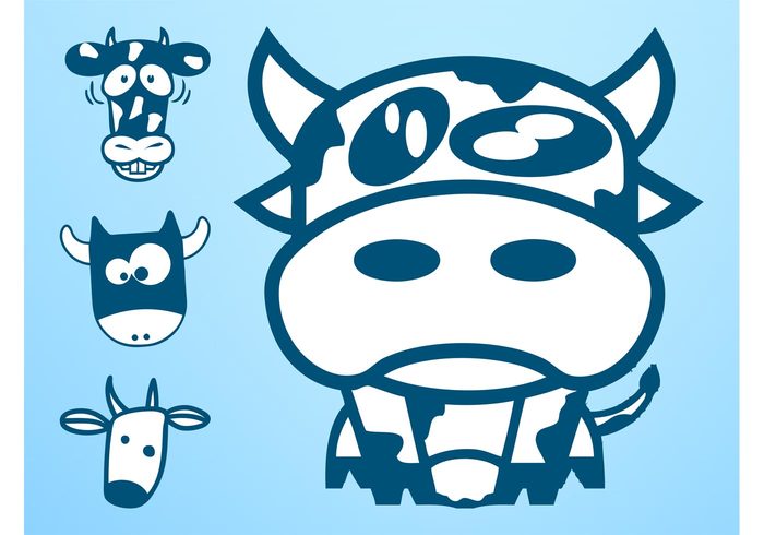 mascots Livestock horns farm animals cows cow comic characters Cartoons Caricatures animals 
