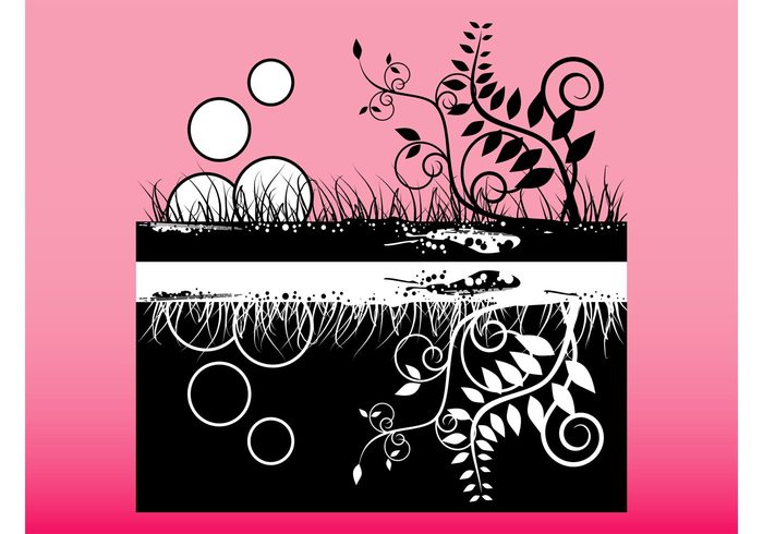 underground swirls swirling Stems soil plants nature growth growing grass flowers floral curves curved circles 