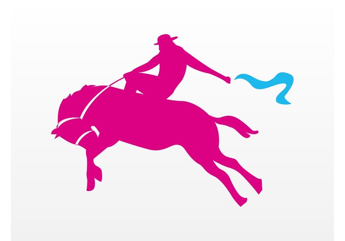 Vector Logo sport rodeo ride Livestock flag farm equestrian cowboy back animal angry 