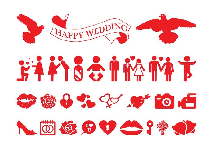 wedding rose romantic romance ribbon pigeons people married marriage love kids icons hearts flowers couples birds baby babies 