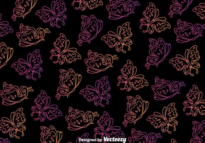 wing seamless pattern papillon outline line insect gradient fly butterfly black beauty  