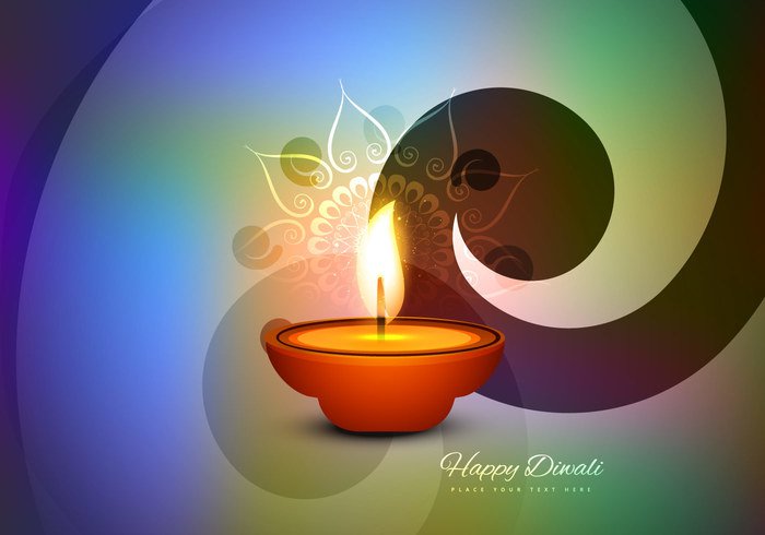 swirl shiny shadow lit glowing flora diya Diwali curve Composition colorful celebration card background abstract 