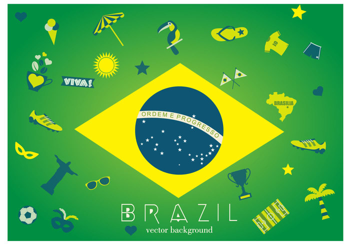 vector travel summer sport soccer set rio player ornament land jeneiro green grapich free football flag Fifa element Brazilian Brazil brasil background 