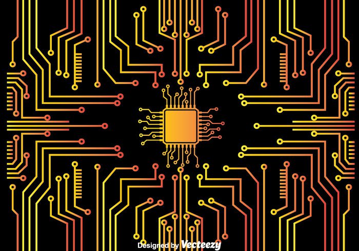 tiny pcb nanotechnology nano microchip micro electronic digital CPU Component chip background 