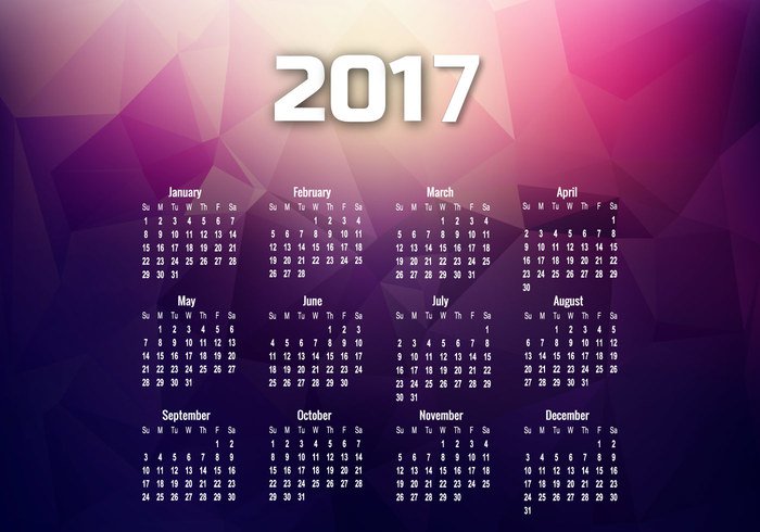 year white week triangle purple polygon new month geometric calendar bright background Annual abstract 2017 