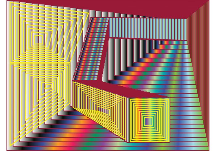 wallpaper stripes squares rainbow perspective lines linear geometric shapes frames colors colorful background 
