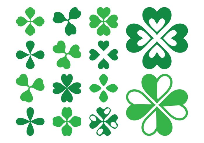 Superstition st patrick's day silhouettes nature leaves leaf icons Good luck charm clovers clover 