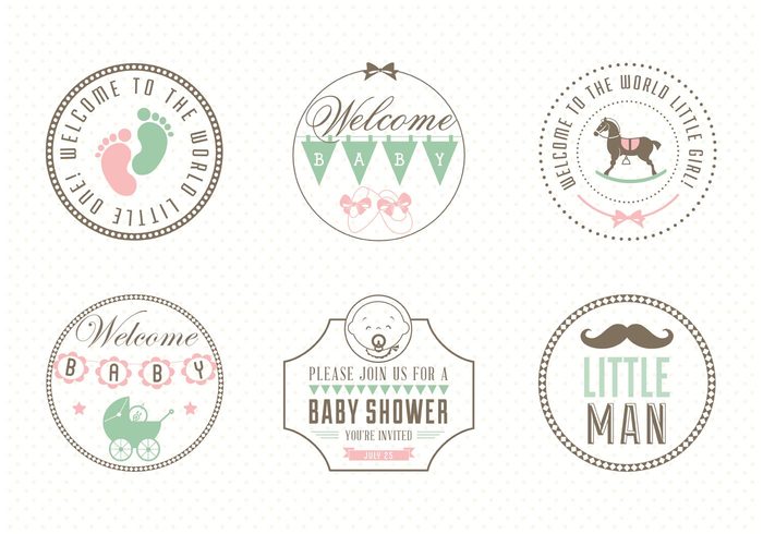 web vintage vector symbol sticker silhouette sign set rocking horse retro newborn new born baby new label it's a girl it's a boy isolated infant illustration icon header graphic footprint foot element design cute collection clipart child baby 