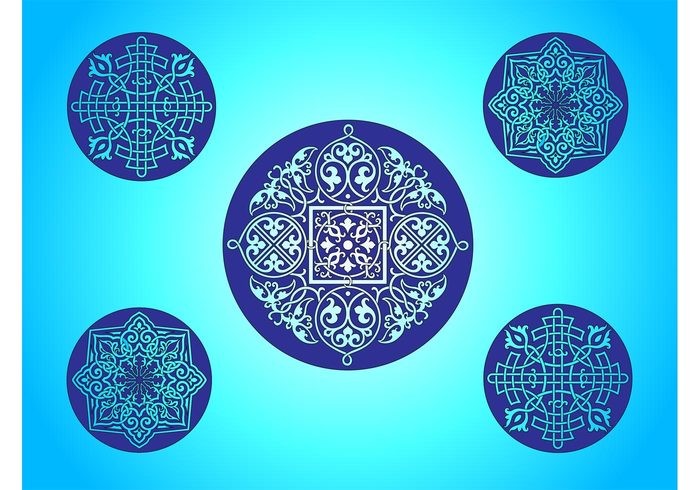 swirl sophisticated scroll russia round radiant pattern luxury geometric Czars curves circle botany blue beauty 