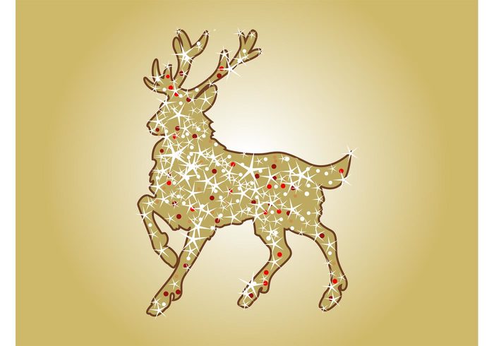 stars sparkles silhouette reindeer holiday festive deer christmas celebration antlers animal 