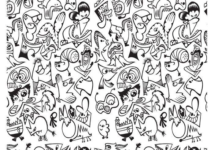 wallpaper skull seamless pattern pattern monsters hedgehog happy creatures comic cartoon bunny animals angry 