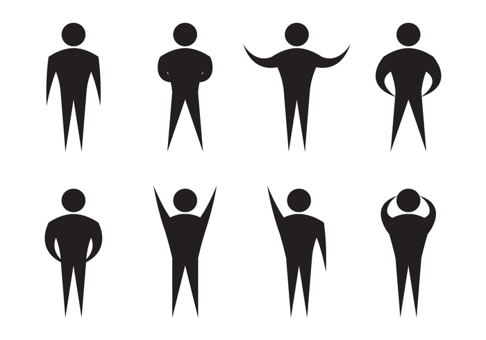 vector symbol standing sign shilouette pose pictogram mood man icon man icon gesture gentle emotion cross boy arm angry 