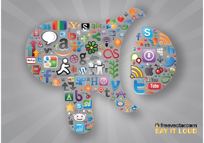 Web graphics social network social media logos social seo Print material loudspeaker Loud internet icons pack icons Cool vectors 