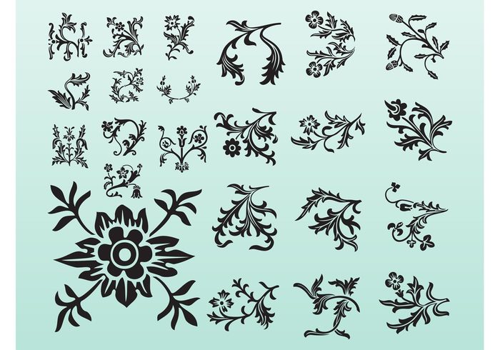 tattoos stickers Stems spring scrolls retro plants petals nature leaves flowers flower eco decorations decals 