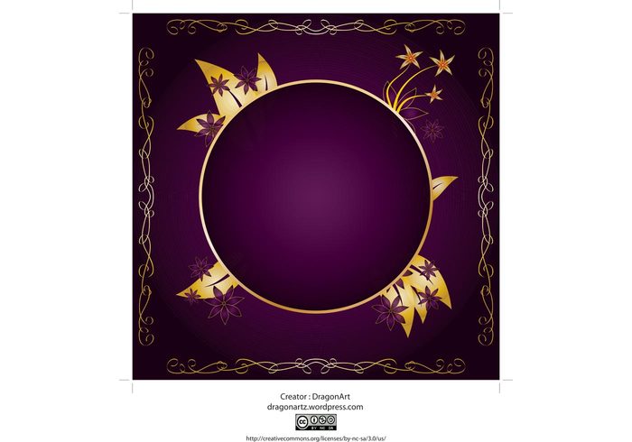 shape scroll round purple ornament leaf graphics golden gold flower floral elegant decoration curl circle 