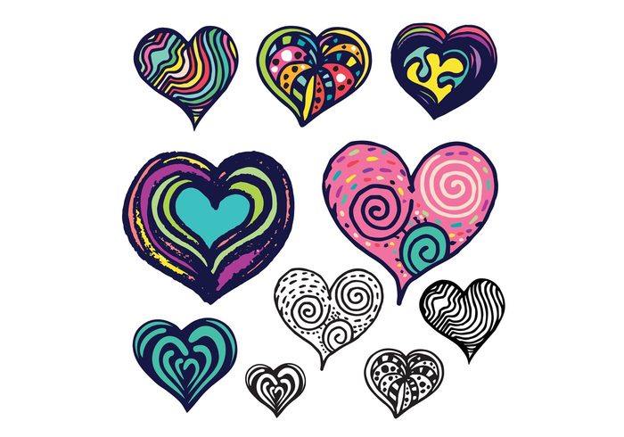 valentines day valentine symbol shape romantic romance ornament love heart grungy heart grunge heart doodle colorful heart bright heart 