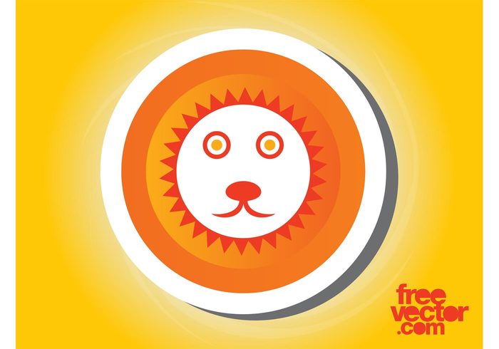 wild cat stylized sticker mane lion head Geometry geometric shapes Big cat badge animal 
