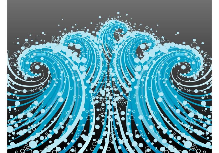 waving Wave graphics water summer stylized sea lines foam decorative curved circles background abstract  