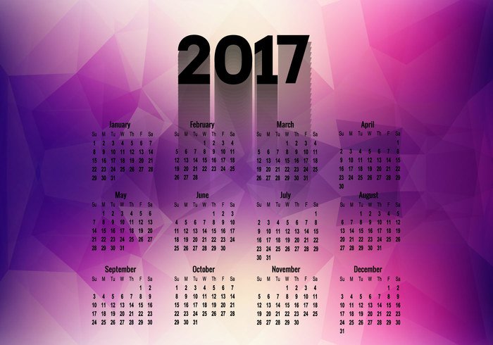 year week triangle purple polygon new month geometric calendar bright black background Annual abstract 2017 