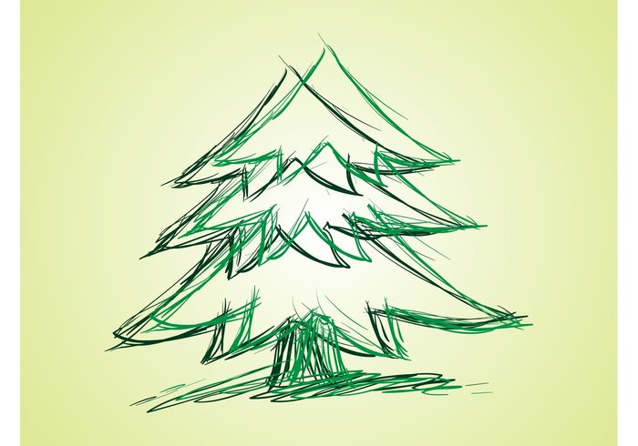 winter tree plant pine nature holiday hand drawn fir festive drawing doodle christmas celebration celebrate 