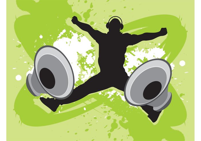 wallpaper splatter speakers poster party paint jumping jump headphones happy flyers dance background 