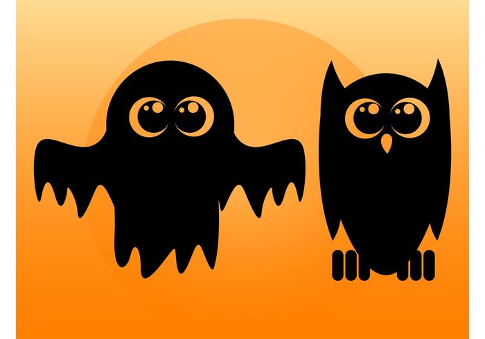 soul silhouettes scary Poltergeist night mascots halloween eyes dead characters Cartoons bird animal 