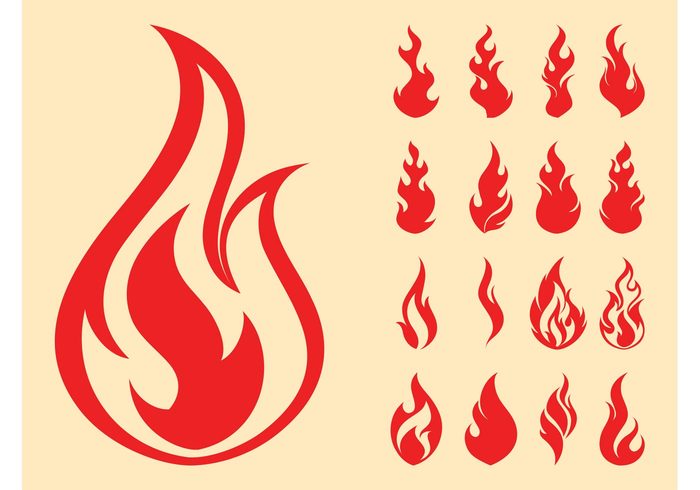 warning stylized Pyrotechnics icons flames flame fire Disaster danger combustion burning burn 