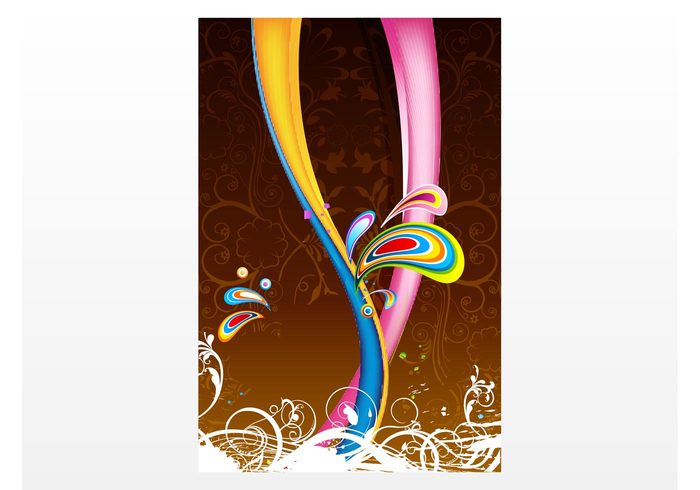 pattern party nature lines layout greeting card fun flyer flowers floral drops Composition colors colorful abstract 