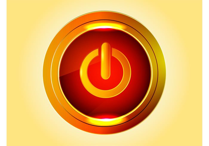 technology tech symbol shiny power metallic logo icon golden gold button 