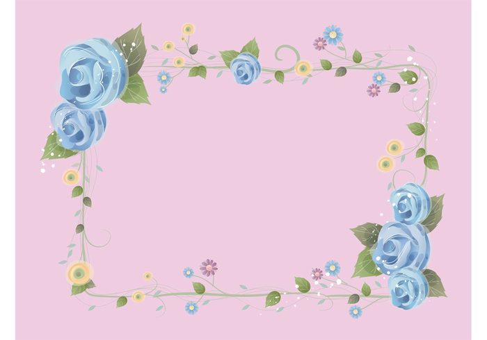 vine vector frame valentine swirls round roses romance rectangle petals nature leaves flowers floral frame daisies 