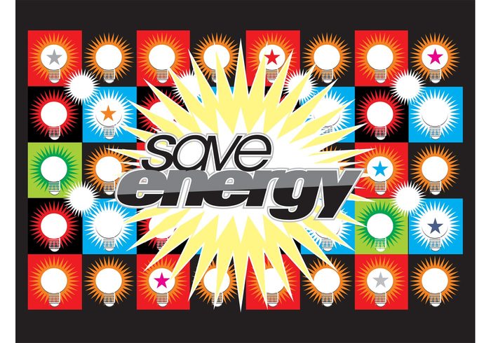 text stars rays poster lighting Lightbulbs light bulb light energy electricity ecology eco friendly bulb background 