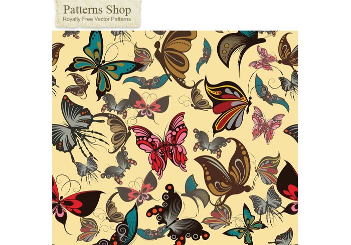 vector seamless repeat pattern nature freebie free butterfly 